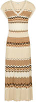 Morgan fijngebreide jurk met grafische print beige