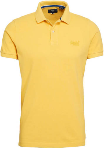 Superdry slim fit polo van biologisch katoen geel