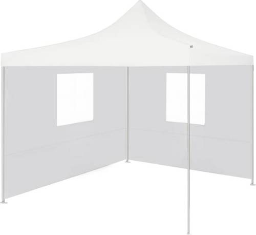 VidaXL Partytent met 2 zijwanden inklapbaar 3x3 m staal wit