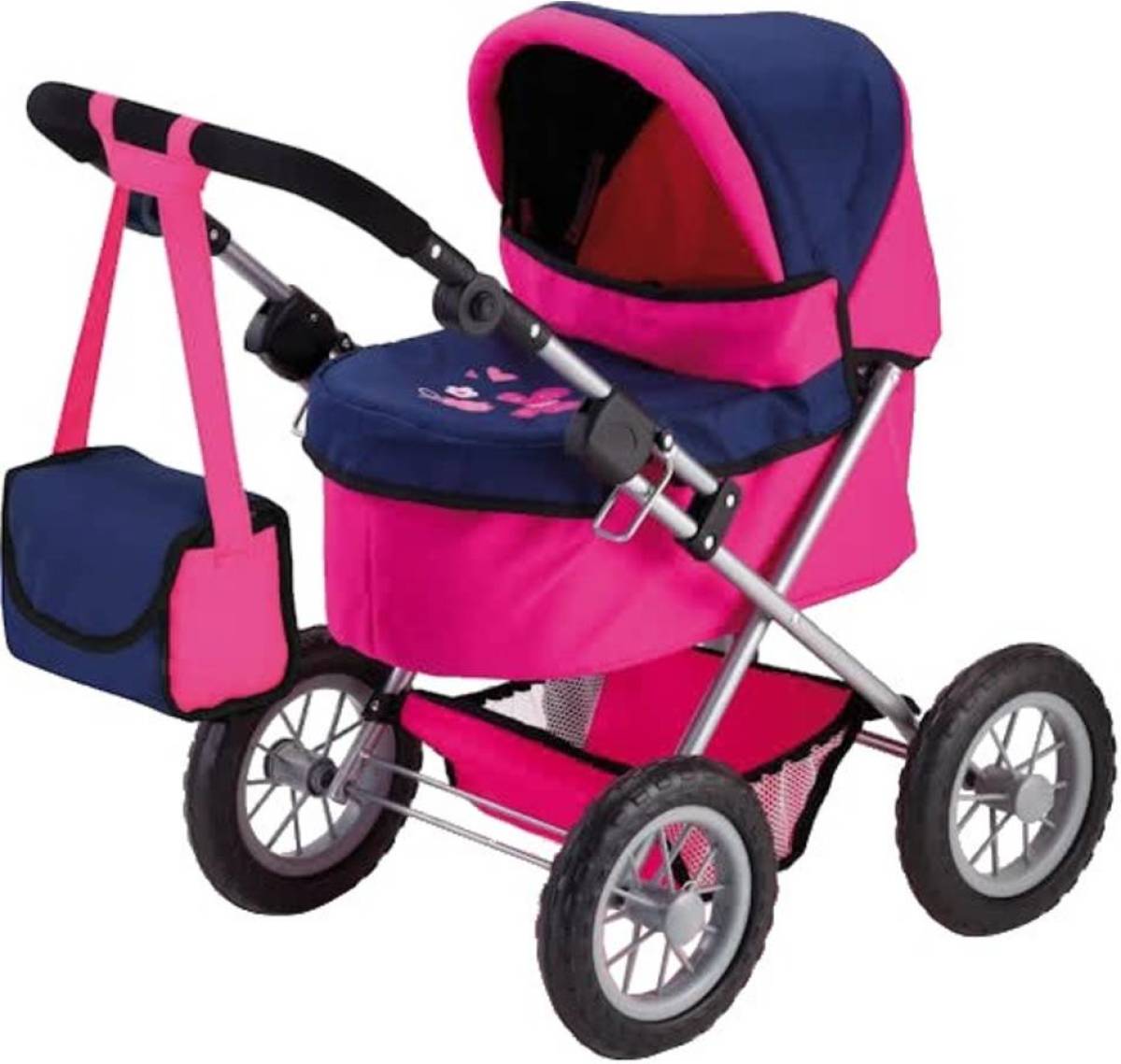 Bayer poppenwagen Trendy roze/donkerblauw 67 cm
