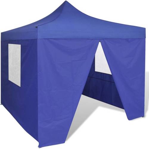 VidaXL Vouwtent met 4 zijwanden 3x3 m blauw