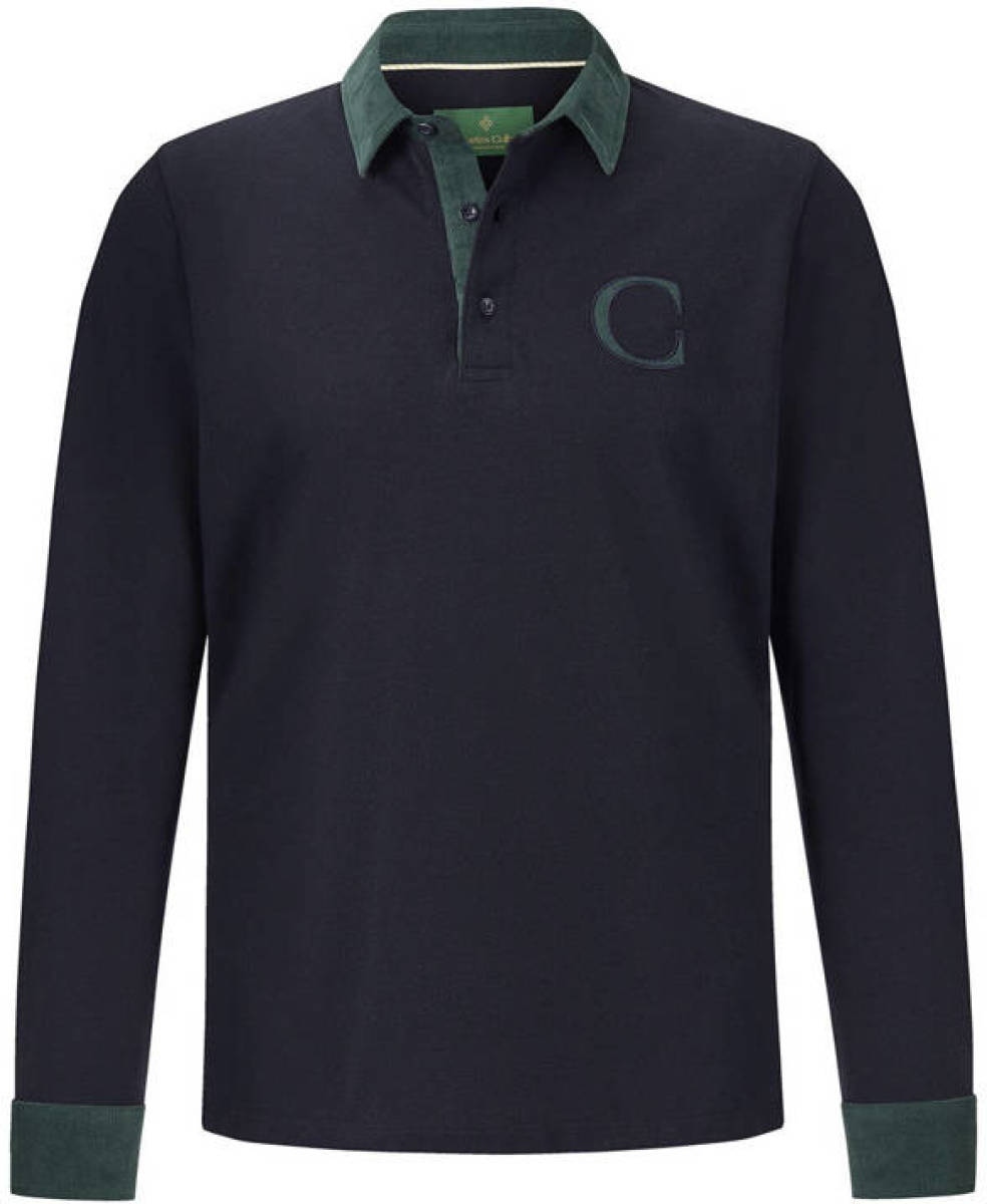 Charles Colby oversized polo DUKE BLAKE Plus Size met logo donkerblauw