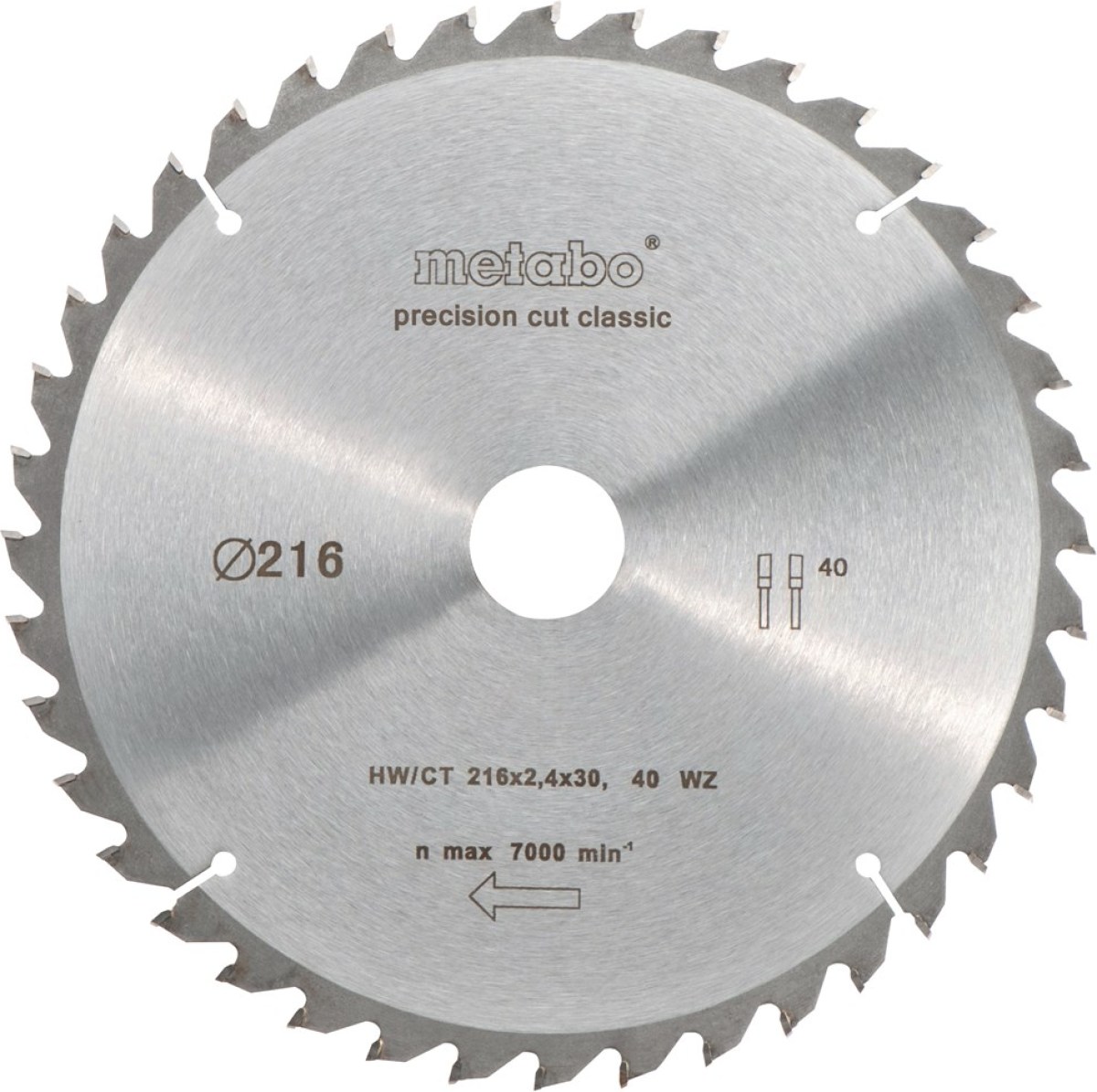 Metabo Zaagblad Precision Cut Wood 216x30X1,8mm 40 T