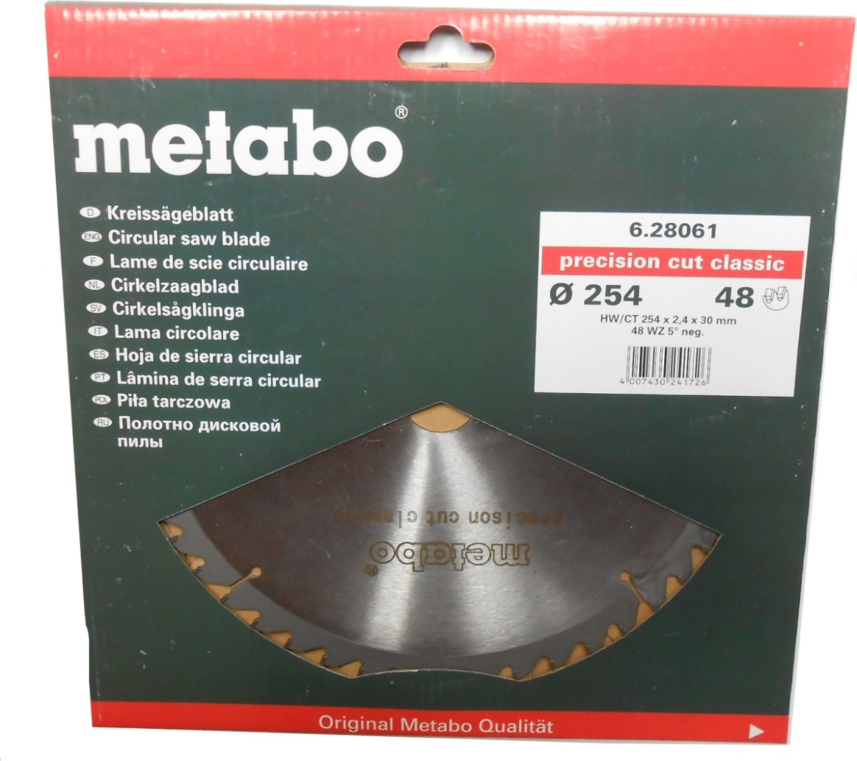 Metabo Zaagblad Precision Cut Wood 254x30x1,8mm 48 T