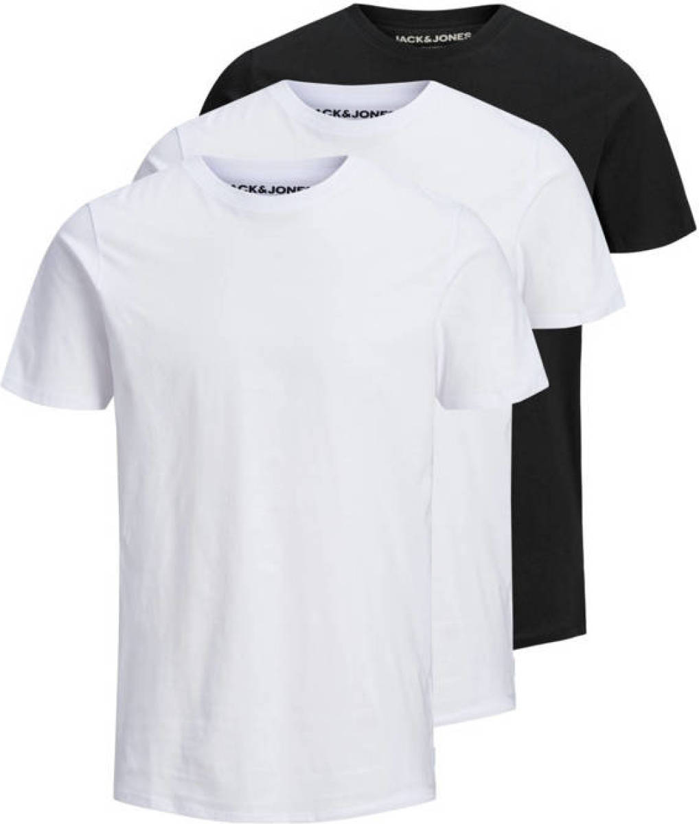 Jack & Jones ESSENTIALS T-shirt (set van 3) wit/wit/zwart