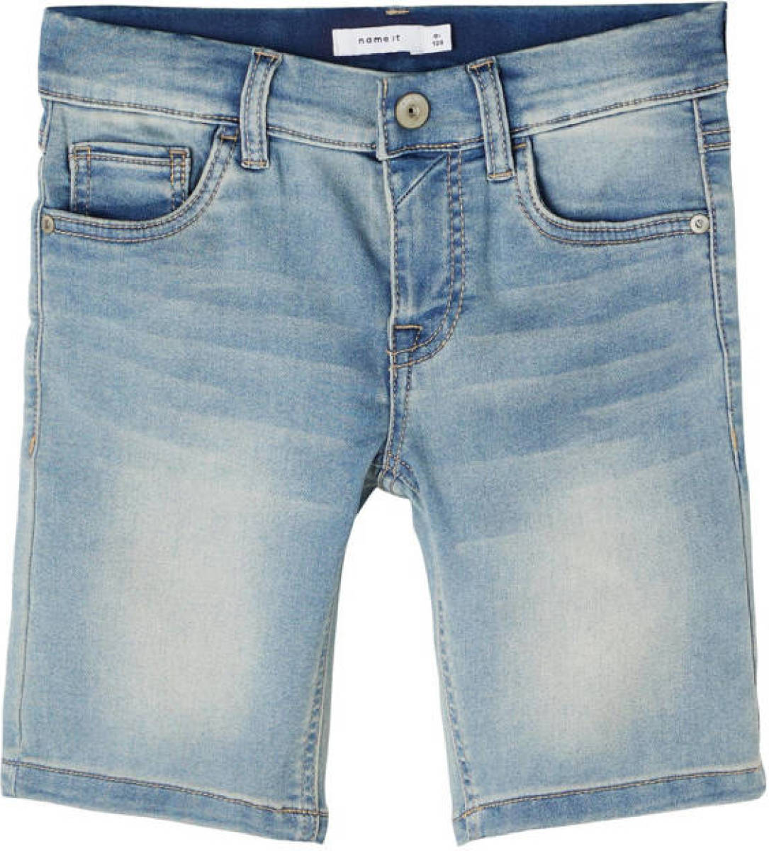 NAME IT KIDS jeans short Theo met biologisch katoen light denim