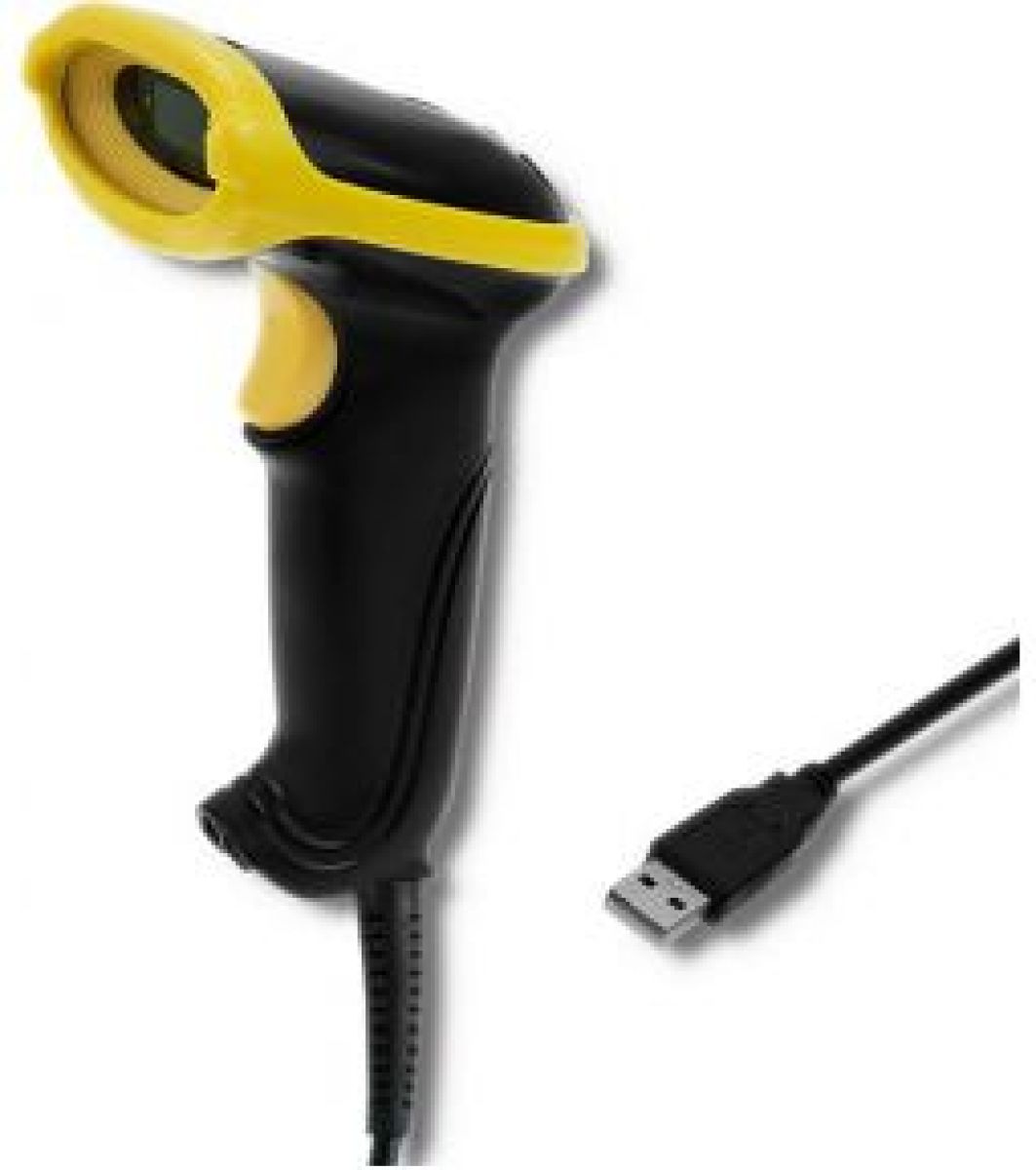 Qoltec 50860 barcode-lezer Draagbare streepjescodelezer 1D Laser Zwart, Geel