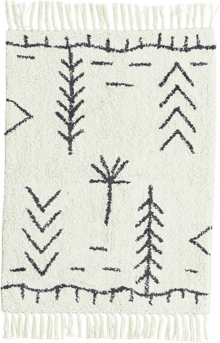 Madam Stoltz badmat (90x60 cm) Ivory, dark grey