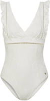 Beachlife broderie anglaise badpak met ruches cup B & D wit
