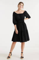 Miljuschka by Wehkamp on-off shoulder jurk zwart