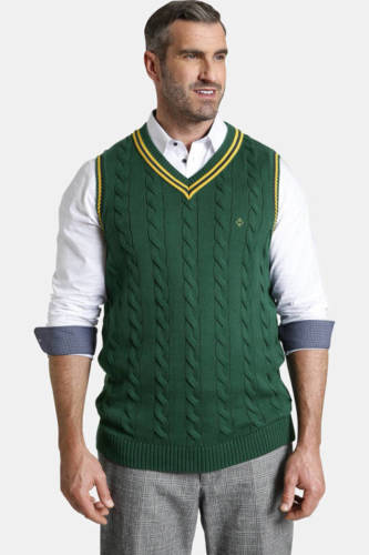 Charles Colby kabelgilet CONSTANTINE Plus Size met contrastbies donkergroen