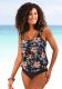 Lascana gebloemde tankini bikinitop donkergrijs