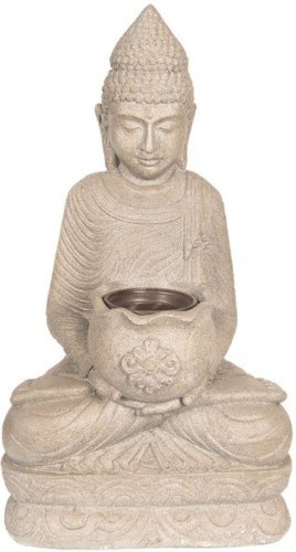 Decoratie Buddha | 28*20*50 cm | Grijs | Kunststof | Clayre & Eef | 5PR0055