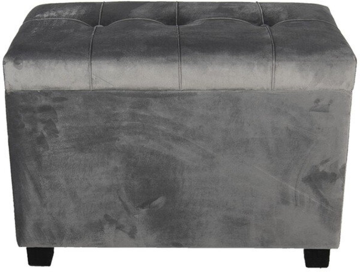 Hocker/Opbergkist | 60*36*43 cm | Grijs | Hout / textiel | rechthoekig | Clayre & Eef | 64061LDG