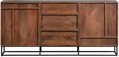 Woood Forrest 2 deurs Dressoir Met Lades - Mango Hout - Naturel - 75x160x44