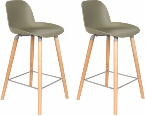 Zuiver Set 2 Barstoelen Albert Kuip Zithoogte 65 Cm - Groen