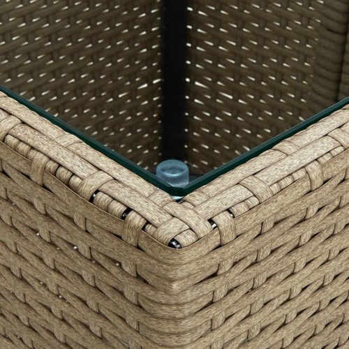 VidaXL Theetafel 41,5x41,5x44 cm poly rattan en gehard glas beige