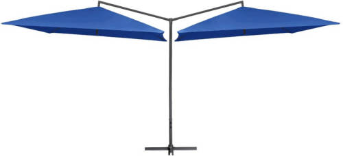 VidaXL Parasol dubbel met stalen paal 250x250 cm azuurblauw