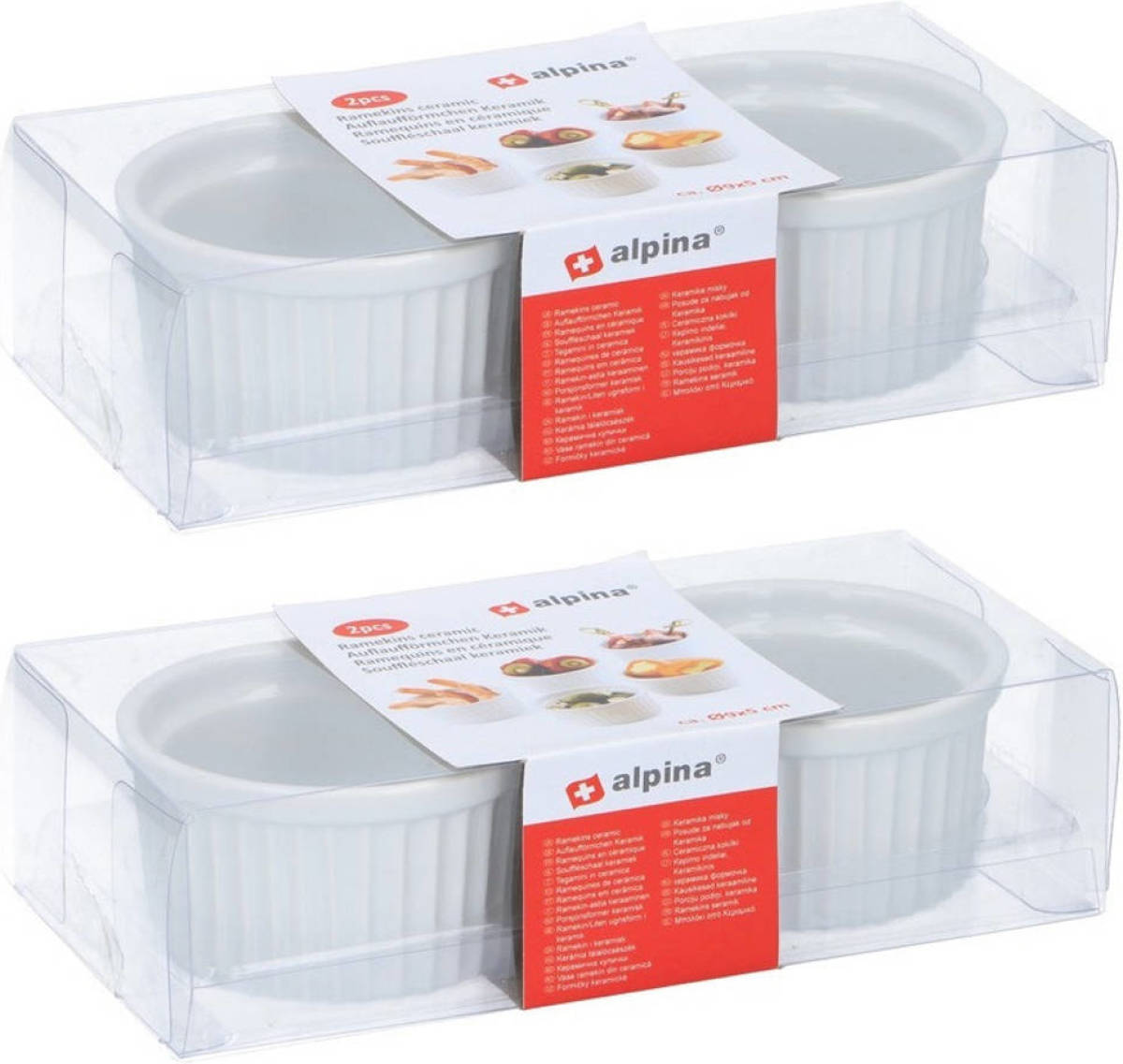 Merkloos 8x ronde mini ovenschaaltjes keramiek wit 9 cm - Ovenschalen/braadsledes - Ovenschotel schalen - Bakvorm