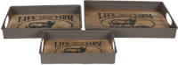 Clayre & Eef Dienblad ( set 3 ) 36*26*5 cm / 31*21*5 cm / 26*16*5