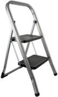 Merkloos 1x Huishoudtrap 2-tree staal zwart zilver - 2 treden - Keukentrapje - huishoudtrapje - klustrapje