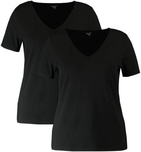 MS Mode basic T-shirt set van 2 zwart