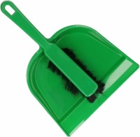 Merkloos Plastic stoffer en blik groen