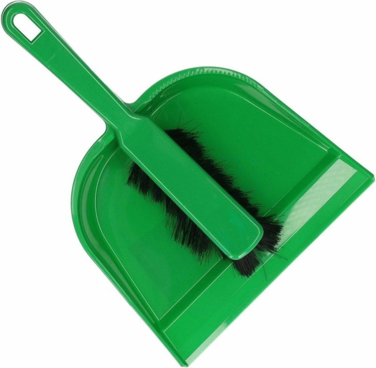 Merkloos Plastic stoffer en blik groen