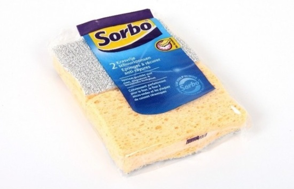 Merkloos 2x Sorbo schuursponzen / schoonmaaksponzen viscose 11 x 7 x 4 cm