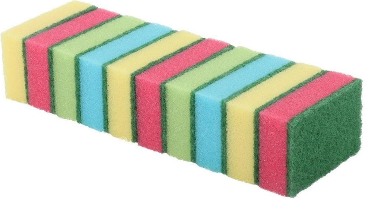 Merkloos 10x Gekleurde schuursponsjes 9 cm