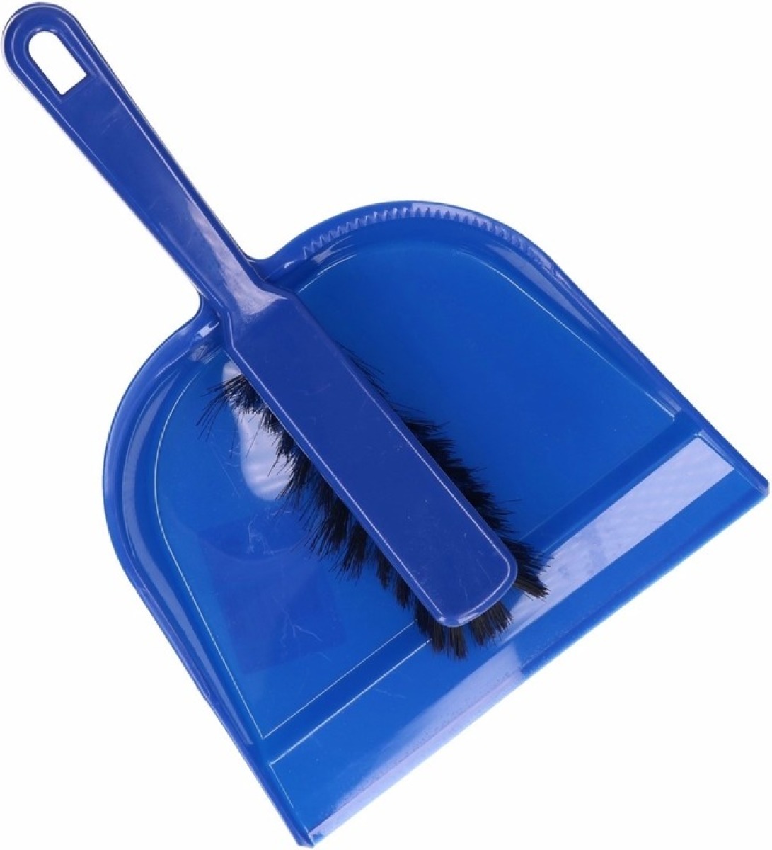 Merkloos Plastic stoffer en blik blauw