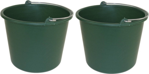 Forte Plastics 2x Schoonmaakemmers/huishoudemmers 12 liter groen