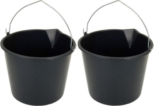 Merkloos 2x Stuks stevige zwarte huishoud emmer 20 liter met tuit