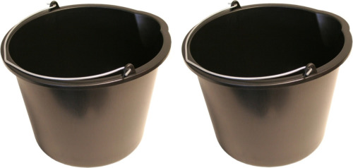 Ben Tools Voordeelset van 3x stuks stevige zwarte huishoudemmer / emmer met schenktuit 12 liter
