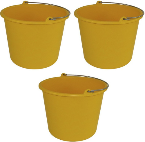 Forte Plastics 3x Schoonmaakemmers/huishoudemmers 12 liter geel