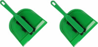 Merkloos 2x Plastic stoffer en blik groen