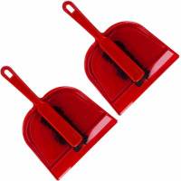 Merkloos 2x Plastic stoffer en blik rood