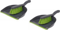 Merkloos 2x Stoffer en blik grijs/groen