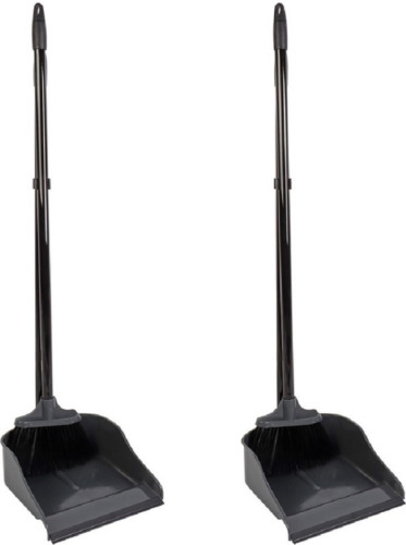 Merkloos 2x Zwarte stoffer en blik met steel 83 x 24 x 18 cm