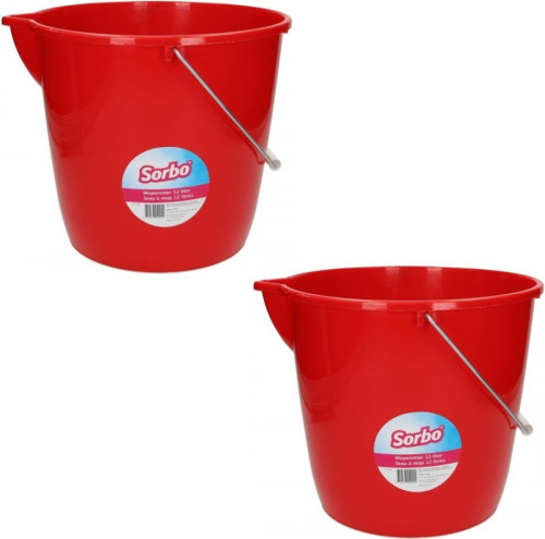 Sorbo 2x Rode mopemmers / emmers 12 liter met schenktuit