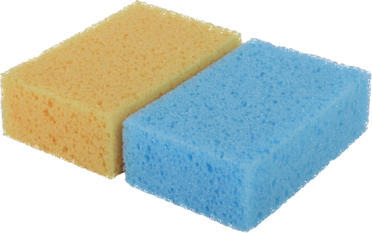 Merkloos 4x stuks gekleurde sponzen / schoonmaaksponzen