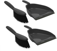Pro Plus 2x Stoffer en blik set grijs van plastic 22 x 33 cm