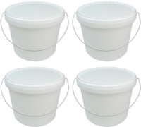 Merkloos Set van 4x Witte emmer met deksel en handvat 5,8 liter