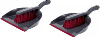 Merkloos 2x Stoffer en blik grijs/roze