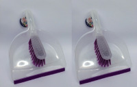 Merkloos 2x Stoffer en blik set wit/paars 32 cm