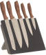 4Goodz magnetisch messenblok met 5 messen - softtouch handvat - hout dessin