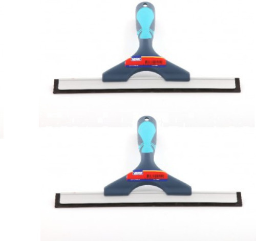 Merkloos 2x Blauwe raamwissers/raamtrekkers met strip van natuurrubber en ergonomische soft grip 25 cm