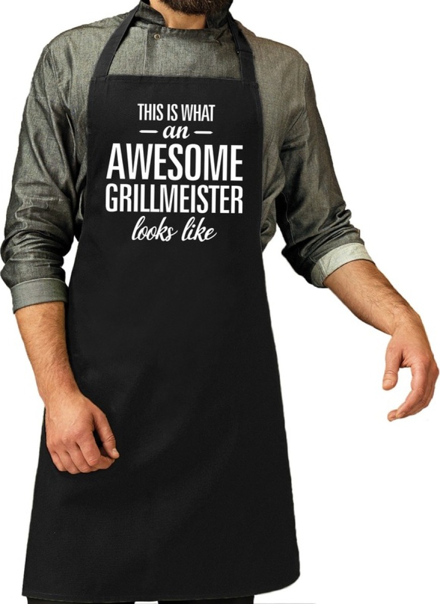 Bellatio Decorations Awesome grillmeister keuken schort zwart voor heren