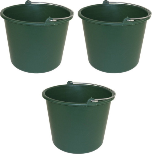 Forte Plastics 3x Schoonmaakemmers/huishoudemmers 12 liter groen