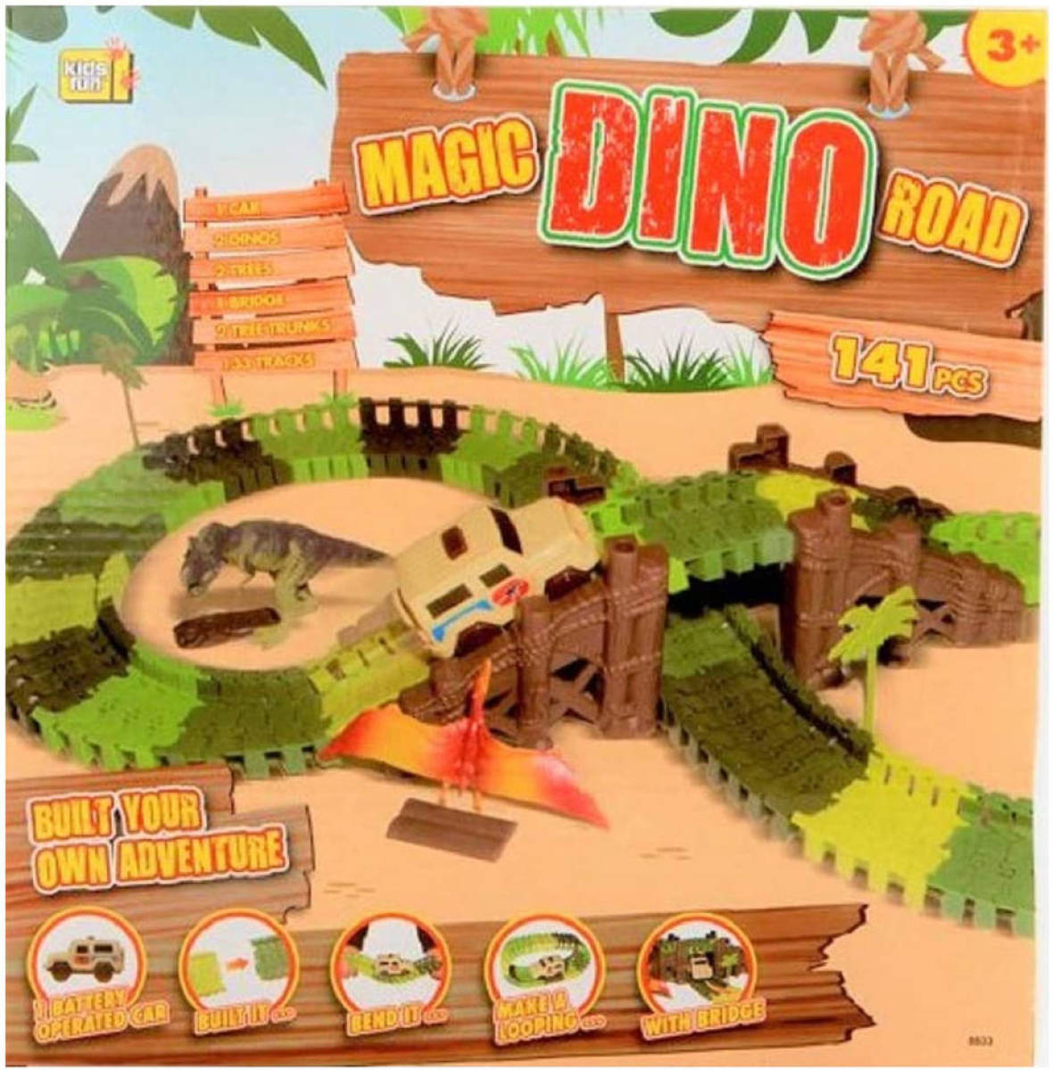 Jonotoys racebaan Magic Road Dino junior 141-delig
